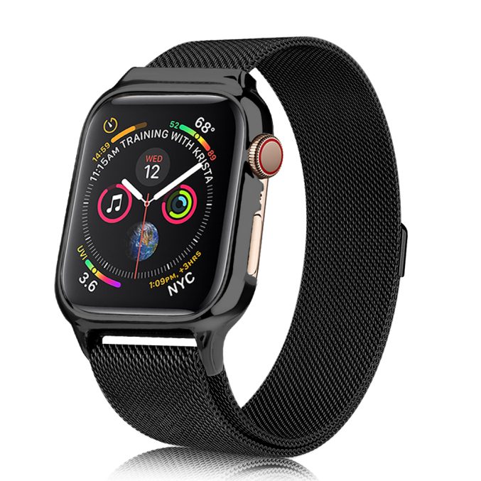 MilaneseKlokkereim Apple Watch 44mm med beskyttelsesramme - Sølv