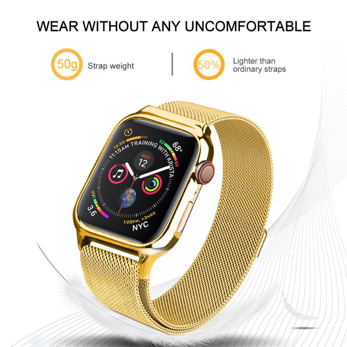 MilaneseKlokkereim Apple Watch 44mm med beskyttelsesramme - Gull