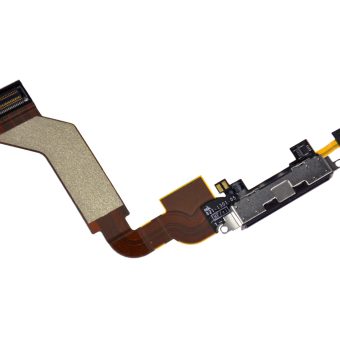 Ladekontakt og mikrofon til iPhone 4 - Sort