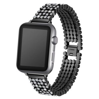 Klokkereim i metall med steiner for Apple Watch Ultra 49 / 45 / 44 mm - Sort