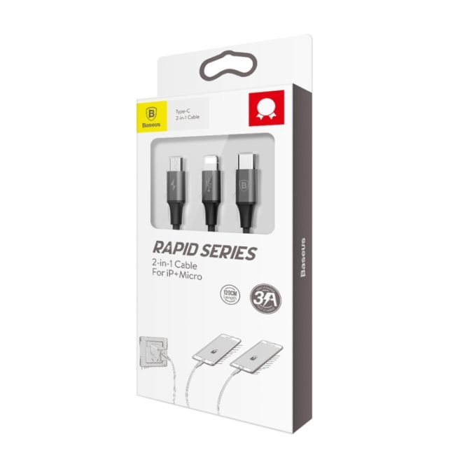 Baseus USB-C kabel, Lightning + Micro USB ( 1.2m / 3A ) - Bilde 8