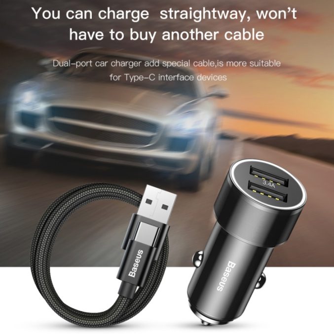 3.4A Dobbel USB Ports Billader med 2A 1m USB-C kabel - Bilde 11