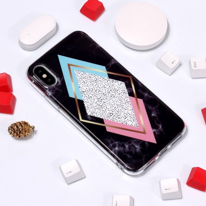 Dekorativt TPU beskyttelsesdeksel til iPhone XS Max (Rhombus) - Bilde 4