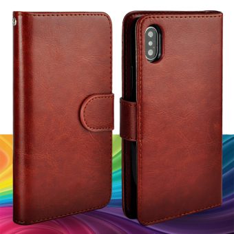 Lommebok med magnetdeksel for iPhone XS Max - Brun