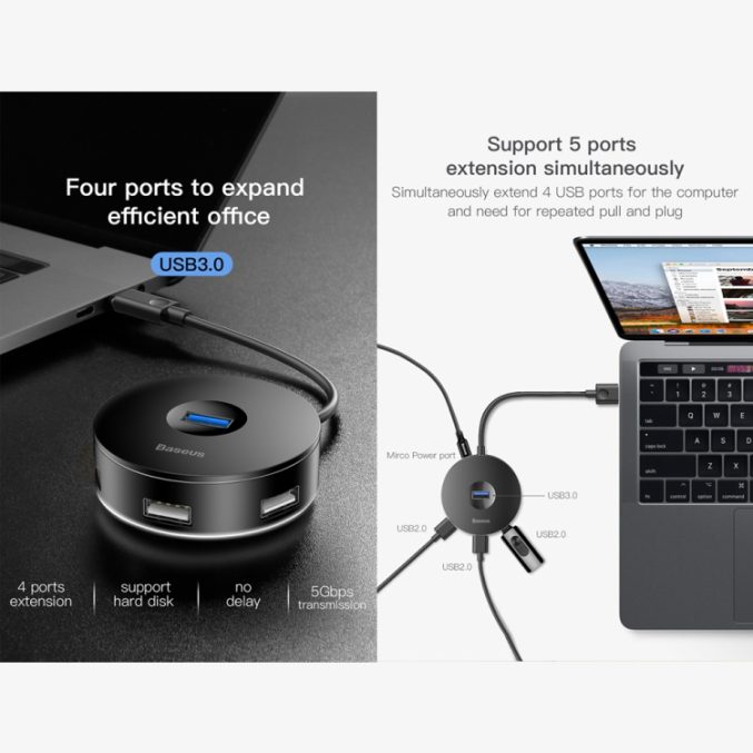 Baseus 4 i 1 Type-C til USB 2.0 Hub - Bilde 11
