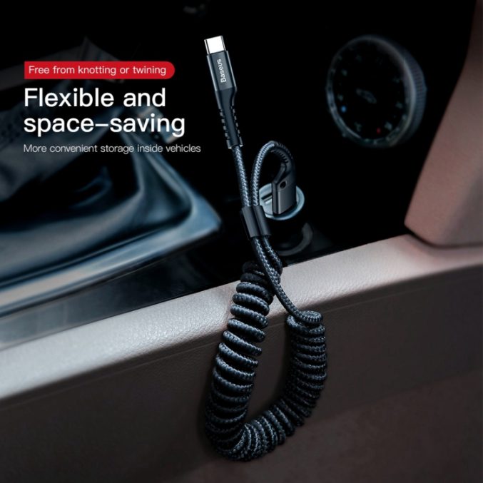 Baseus 2A USB-C til USB spiralladekabel til billader (1 m) - Bilde 10