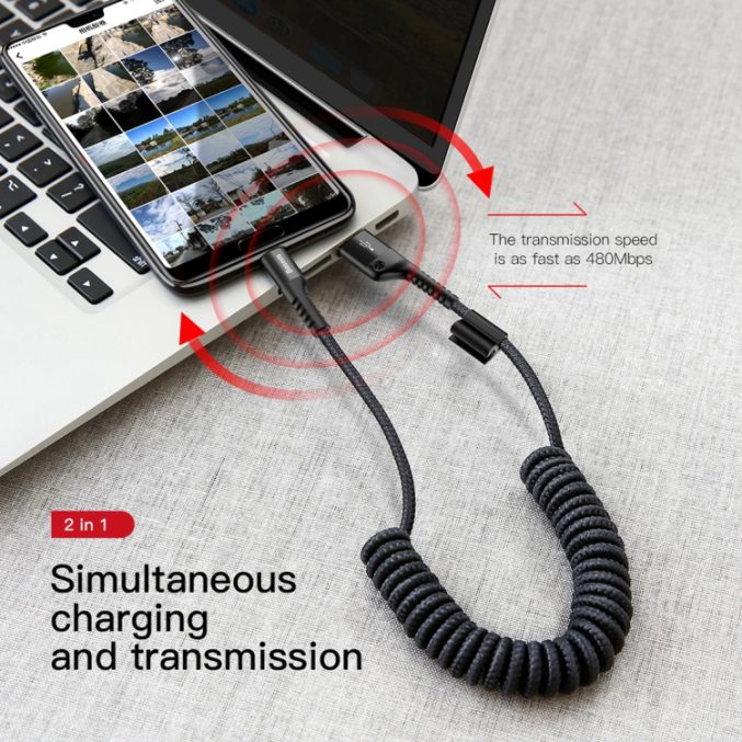 Baseus 2A USB-C til USB spiralladekabel til billader (1 m) - Bilde 12