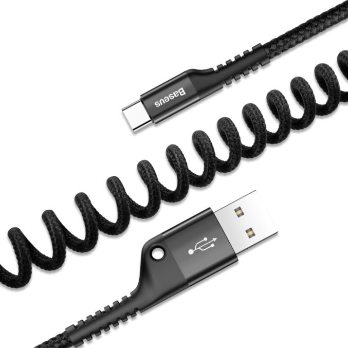 Baseus 2A USB-C til USB spiralladekabel til billader (1 m) - Bilde 2