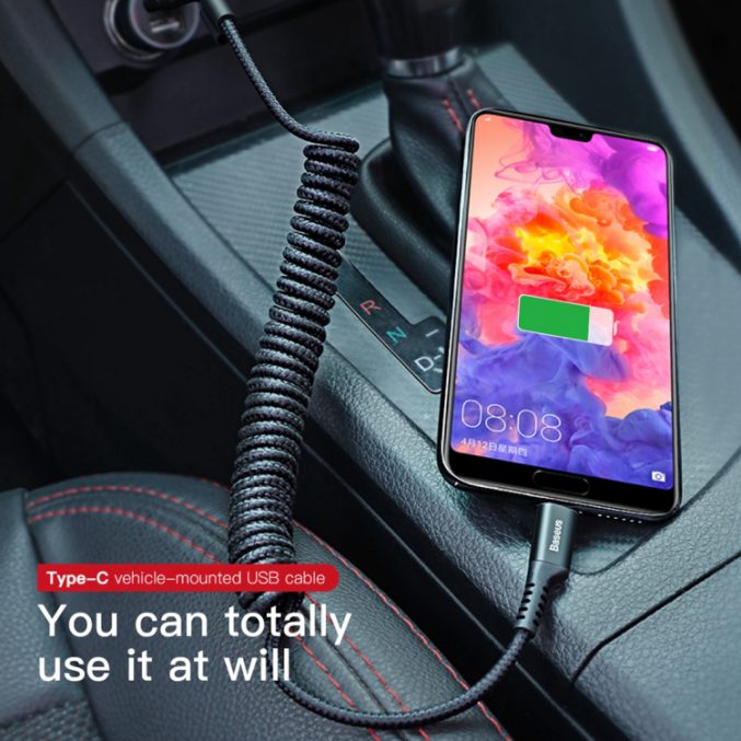 Baseus 2A USB-C til USB spiralladekabel til billader (1 m) - Bilde 9
