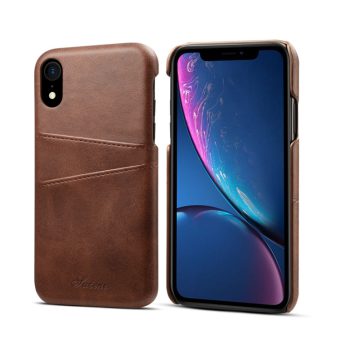 Suteni deksel med kortlommer for iPhone XR - Kaffe