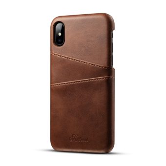 Suteni deksel med kortlommer for iPhone X/XS - Kaffe