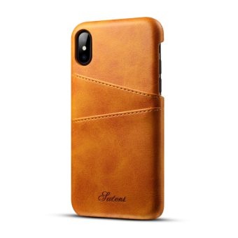 Suteni deksel med kortlommer for iPhone X/XS - Brun