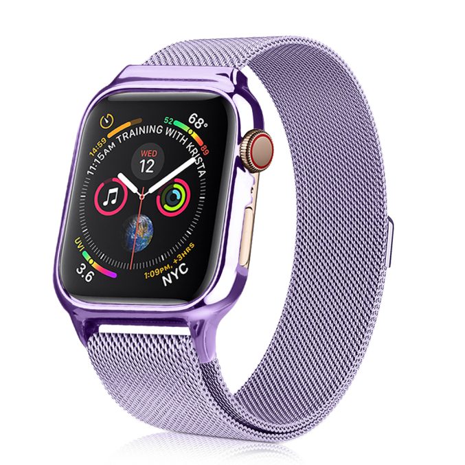 MilaneseKlokkereim Apple Watch 44mm med beskyttelsesramme - Lavendel