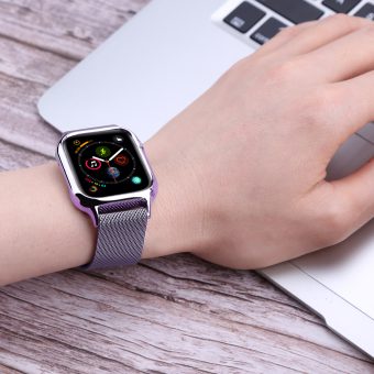 MilaneseKlokkereim Apple Watch 44mm med beskyttelsesramme - Lavendel