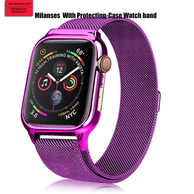 MilaneseKlokkereim Apple Watch 44mm med beskyttelsesramme - Lilla