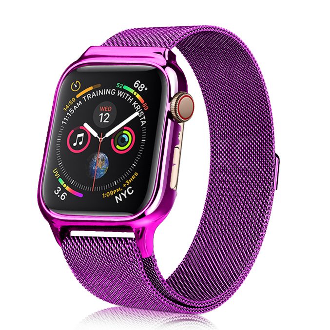 MilaneseKlokkereim Apple Watch 44mm med beskyttelsesramme - Lilla