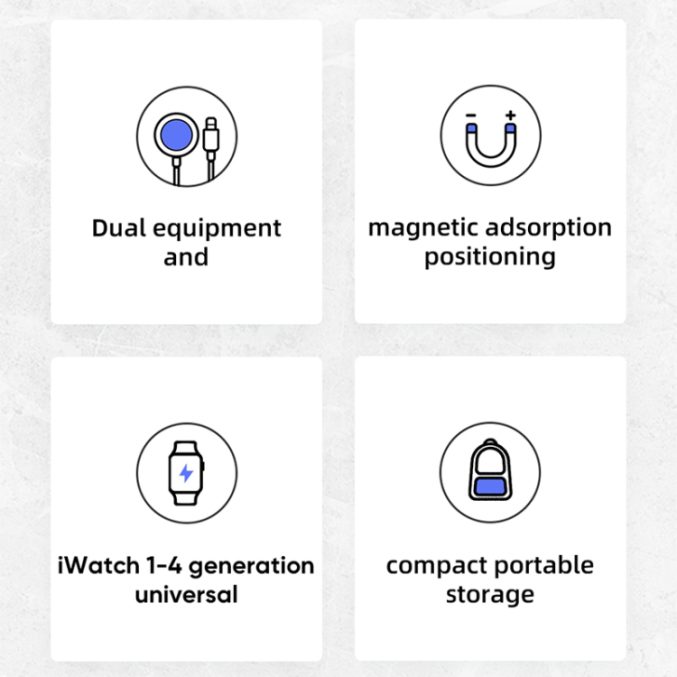 2 i 1 magnetisk ladekabel for Apple Watch og Lightning 2A - Bilde 5