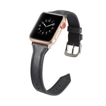 Smal klokkereim av lær for Apple Watch Ultra 49 / 45 / 44  mm - Sort