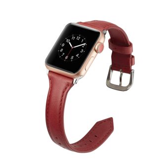Smal klokkereim av lær for Apple Watch Ultra 49 / 45 / 44  mm - Rød