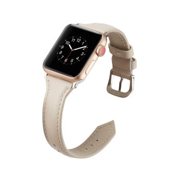 Smal klokkereim av lær for Apple Watch 41 / 40 / 38 mm - Krem hvit