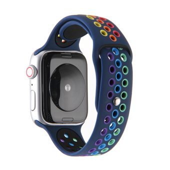 Regnbue sportsreim med hull for Apple Watch 41 / 40 / 38 mm - Mørk blå
