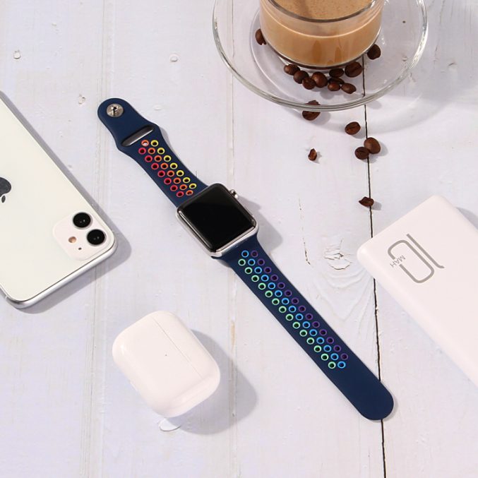 Regnbue sportsreim med hull for Apple Watch Ultra 49 / 45 / 44 mm - Bilde 48