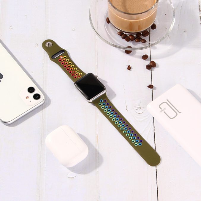 Regnbue sportsreim med hull for Apple Watch Ultra 49 / 45 / 44 mm - Bilde 34