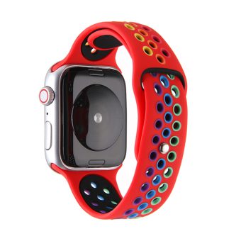 Regnbue sportsreim med hull for Apple Watch 41 / 40 / 38 mm - Rød