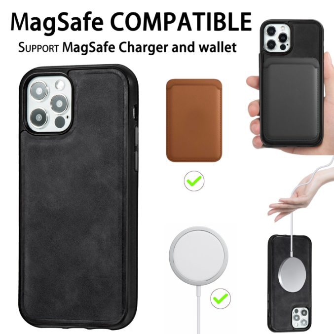 PU Lærdeksel med Magsafe støtte for iPhone 12 / 12 Pro - Bilde 50