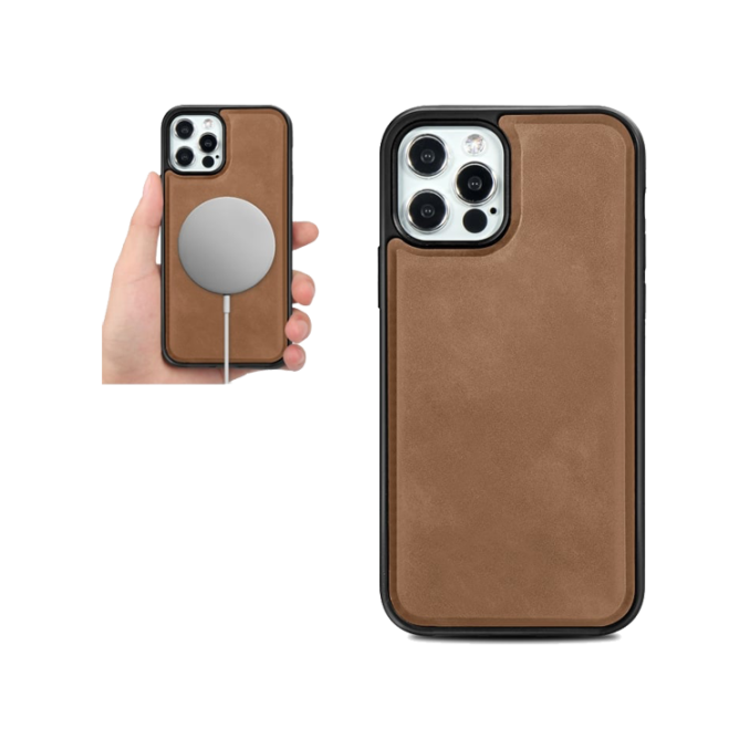 PU Lærdeksel med Magsafe støtte for iPhone 12 / 12 Pro