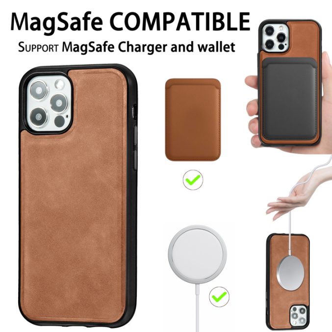 PU Lærdeksel med Magsafe støtte for iPhone 12 / 12 Pro - Bilde 30