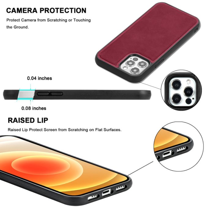 PU Lærdeksel med Magsafe støtte for iPhone 12 / 12 Pro - Bilde 6
