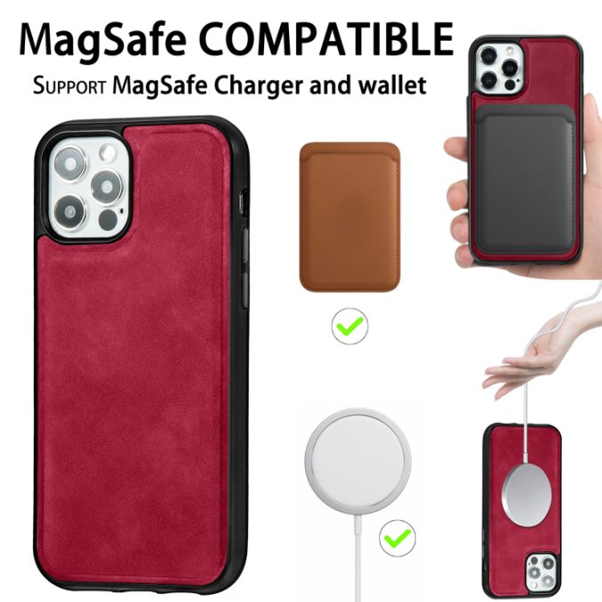 PU Lærdeksel med Magsafe støtte for iPhone 12 / 12 Pro - Bilde 11
