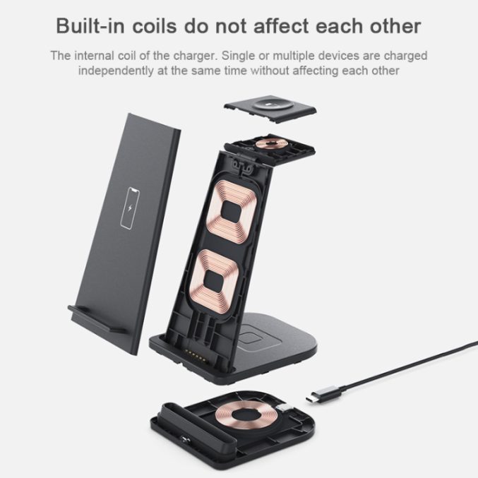 Trådløs ladestasjon for For iPhone / Apple Watch / AirPods - Bilde 11