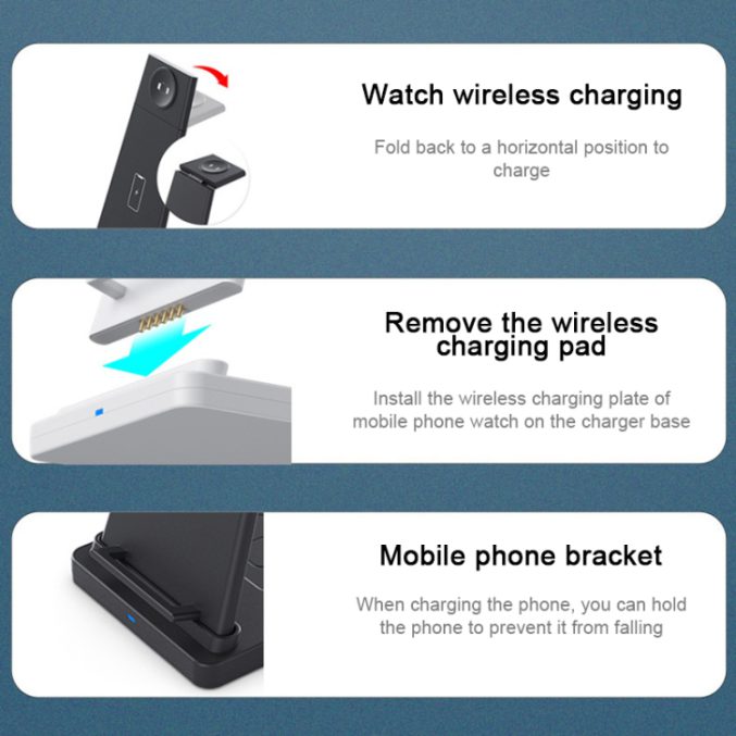 Trådløs ladestasjon for For iPhone / Apple Watch / AirPods - Bilde 15