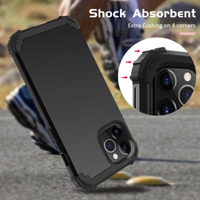 PC + silikon tredelt beskyttelsesdeksel til iPhone 12 Pro Max (svart) - Bilde 4