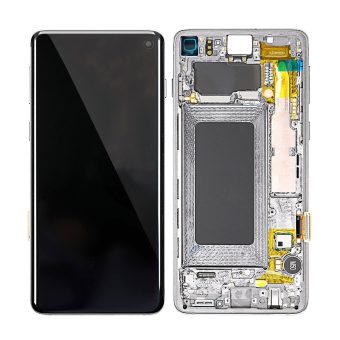 Bytte Skjerm og LCD på Samsung Galaxy S10 (inkl ramme) - Sølv