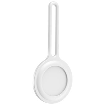 Støtsikker, silikonmyk etui med hengende stropp til AirTag - Hvit