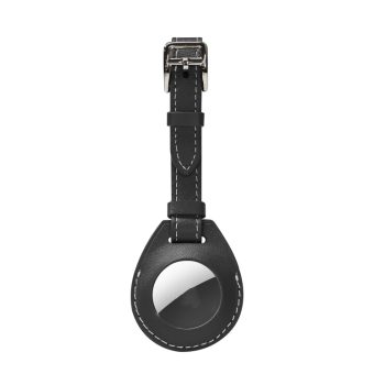 Nøkkelring for bagasje med spenne i PU-lær med hengsløyfe for AirTag - Sort