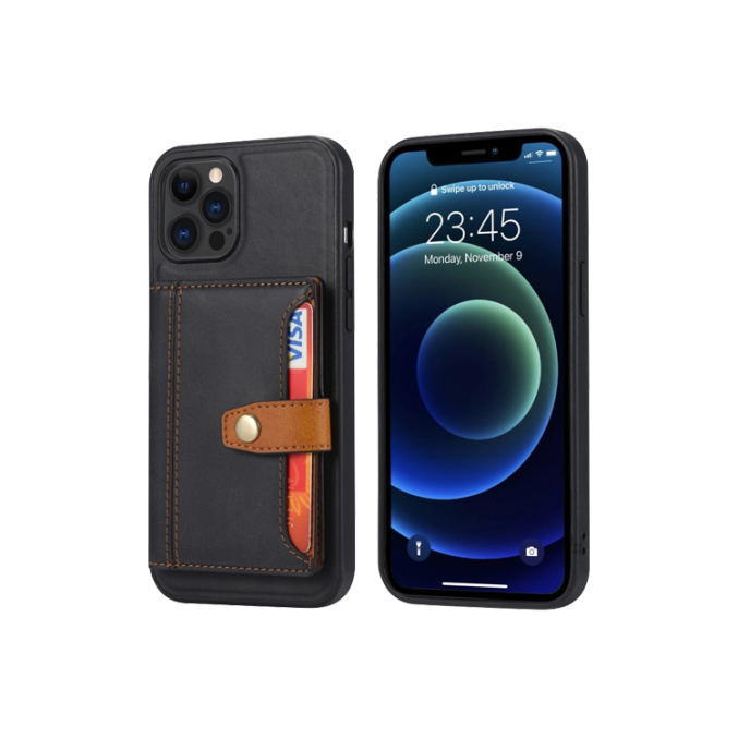 TPU + PU -veske med holder og kortspor til iPhone 13 Pro