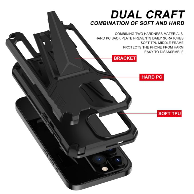 Armor PC + TPU støtsikker deksel med holder til iPhone 13 Pro Max - Bilde 4