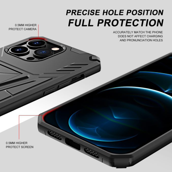 Armor PC + TPU støtsikker deksel med holder til iPhone 13 Pro Max - Bilde 5