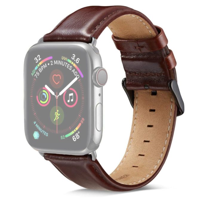 Klokkereim av lær med sort spenne til Apple Watch Ultra 49 / 45 / 44 mm - Bilde 2