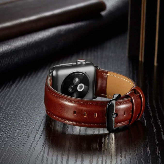 Klokkereim av lær med sort spenne til Apple Watch Ultra 49 / 45 / 44 mm - Bilde 6