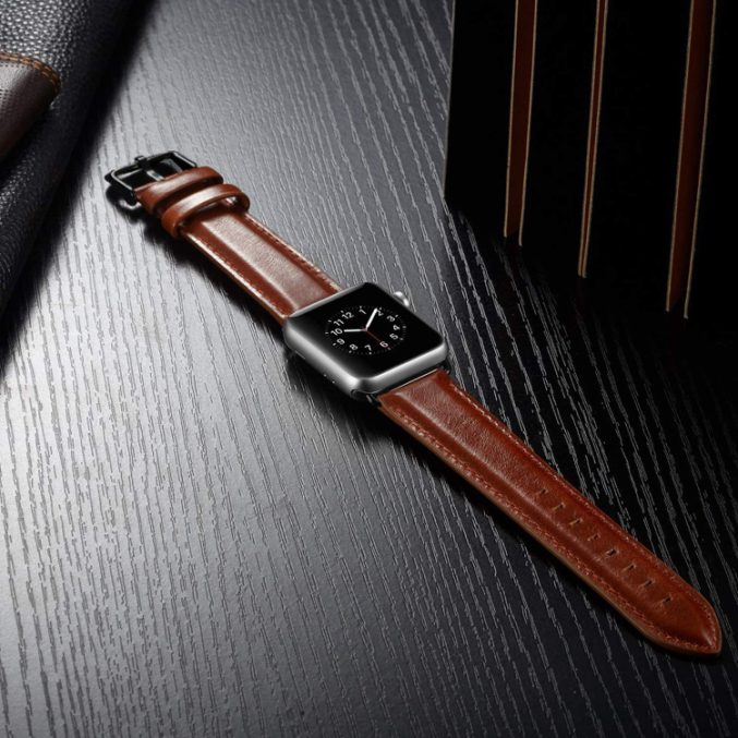 Klokkereim av lær med sort spenne til Apple Watch Ultra 49 / 45 / 44 mm - Bilde 15