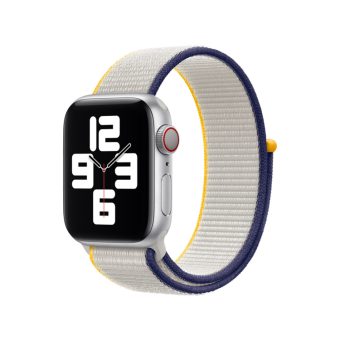 Vevet nylon klokkereim med borrelås For Apple Watch Ultra 49 / 45 / 44  mm (Nye farger) - Hvit / blå