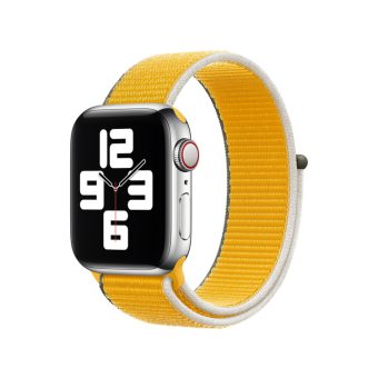 Vevet nylon klokkereim med borrelås For Apple Watch Ultra 49 / 45 / 44  mm (Nye farger) - Gul / hvit