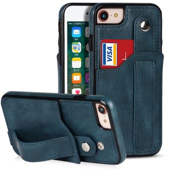 Deksel med kortspor og fingerstrap til iPhone 7 / 8 / SE 2 / SE 3 - Blå