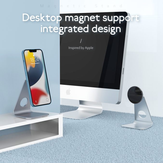 Rund magnetisk bordholder for mobiltelefon