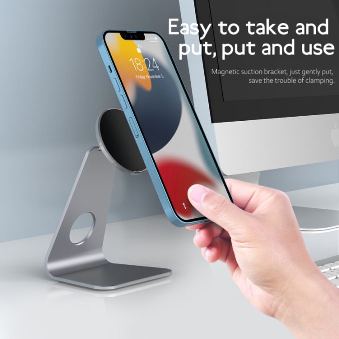 Rund magnetisk bordholder for mobiltelefon